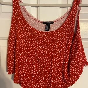 Forever 21 Red Floral Crop Top/Tank (M)
